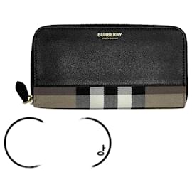 Burberry Langer Reißverschluss-Geldbörse aus Canvas Schwarz