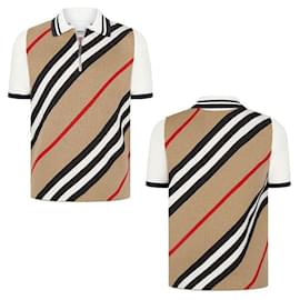 Burberry Kurzärmeliges Strick-Polo aus Wollmischung mit Icon-Streifen für Kinder
