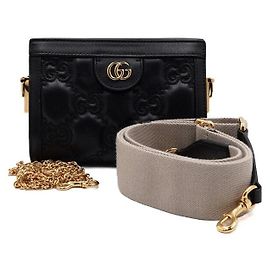 Gucci Mini borsa a tracolla e crossbody in matelassé con logo GG in rilievo nero