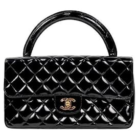Chanel Black Patent Top Handle Tote Bag