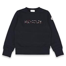 Moncler Kids Sweatshirt mit mehrfarbigem besticktem Logo (Navy)