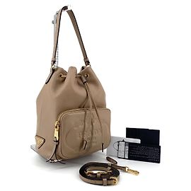 Prada Borsa bucket in jacquard e pelle di vitello