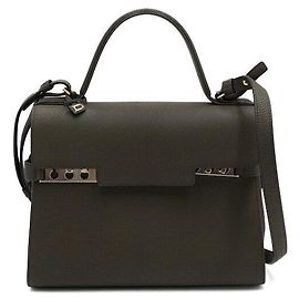 Delvaux Bolso Tote Tempête MM en piel de becerro Crispy Khaki