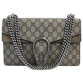 Gucci Dionysus Schultertasche aus beige GG Supreme Canvas mit mittlerer Kette