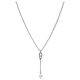 Collana verticale Pearl Drop CD argento - Dior