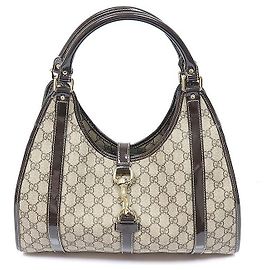Gucci Borsa Jackie a tracolla in PVC con bordi in vernice GG Logo