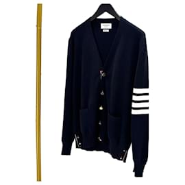 Cardigan com pontos diagonais azul marinho - Thom Browne