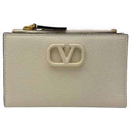Tarjetero de cuero marfil Valentino V-Sling