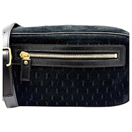 Borsa a tracolla Saint Laurent Monogram All-Over in scamosciato nero