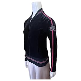 Chaqueta Bomber de Terciopelo Thierry Mugler con Rayas Rosas y Detalle de Estrella