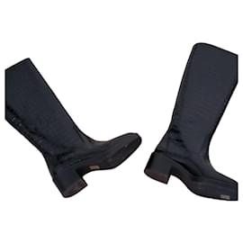 Bottes hautes noires en cuir effet croco Stuart Weitzman