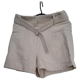 Iro Beigefarbene Leinen-Shorts mit Gürtel