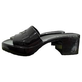 Gucci Rubber Mule Block Heel Sandals Black