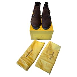 Stivaletti John Lobb William Monk Strap in Pelle Scamosciata Marrone