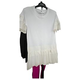 Elisabetta Franchi Vestido de Algodón Blanco con Volantes