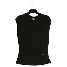 Chanel 2015 Top Maille Noir FR36 Top de Punto de Algodón Negro UK8 US6 Impecable