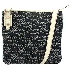 Borsa a tracolla Gucci blu navy e bianco