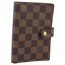 LOUIS VUITTON Damier Ebene Agenda PM Day Planner Cover R20700 LV Auth 192442