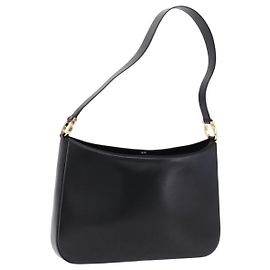 Borsa a Spalla Salvatore Ferragamo Gancini in Pelle Nera con Dettagli Dorati Auth ka5563