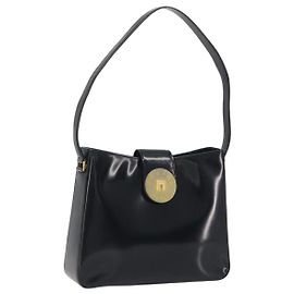 Céline Bolsa de Ombro CELINE em Couro Preto com Detalhes Dourados Auth 193781A