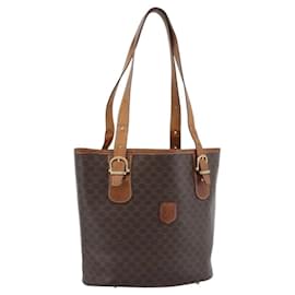 CELINE Macadam Tote Bag aus PVC und Leder Braun Goldfarben Auth BA14737 - Céline
