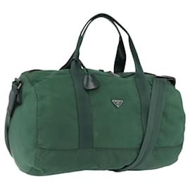 Borsa Boston PRADA Nylon 2way Verde Argento Auth 194594
