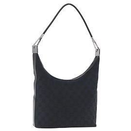 Borsa a Spalla GUCCI GG Canvas Nera Argento 001 3814 Auth 194836V