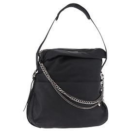 Borsa a Spalla Jimmy Choo in Pelle Nera Argento Auth bs36091A