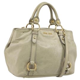 Borsa Miu Miu in pelle 2way Beige Oro Auth 194764V