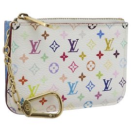 LOUIS VUITTON Monogram Multicolor Pochette Cles NM White M93733 LV Auth 195617V