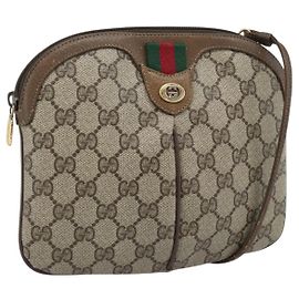 Borsa a Spalla GUCCI GG Supreme PVC Pelle Beige Tonalità Oro 904 02 047 Auth gh2320