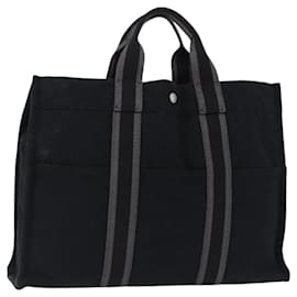 Hermès Borsa Fourre Tout HERMES MM Tela Nero Argento Autentica gh2247A