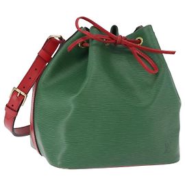 Bolso de Hombro LOUIS VUITTON Epi Petit Noe Verde Rojo M44147 LV Auth BA14655A