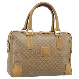 Céline Borsa CELINE Macadam in PVC e pelle Beige con finiture dorate Auth gh2301