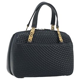 Borsa BALLY in pelle blu navy e oro Auth bs36607