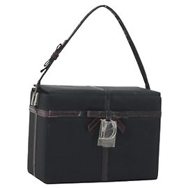 Borsa Christian Dior in nylon nero argento Auth bs36673
