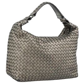 Borsa a Spalla BOTTEGA VENETA INTRECCIATO in Pelle Argento Auth 194742V