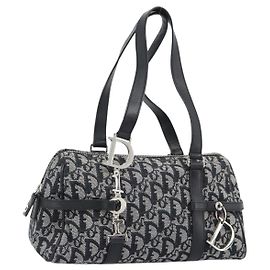 Borsa Boston Christian Dior Trotter Canvas Nera Argento Auth 195251V