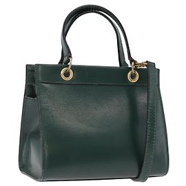Céline CELINE Handtasche Leder 2way Grün Gold Auth bs36506