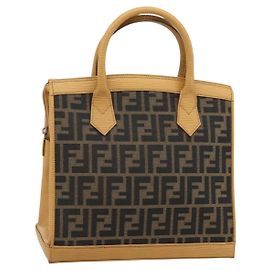FENDI Zucca Canvas Handtasche Schwarz Braun Auth 193074V