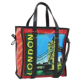 Borsa shopper BALENCIAGA Bazaar in pelle 2way Rosso Argento 443096 Auth 194679SAM