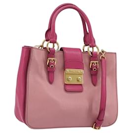 Miu Miu Madras Handtasche aus Leder 2way Rosa Gold Auth 194746A