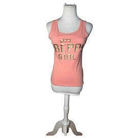 Top de tirantes de algodón vintage Burberry Rosa Coral M