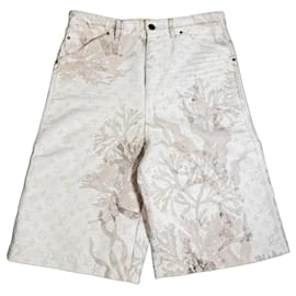 Louis Vuitton Pantaloncini Denim Monogram Floral Bianco Sporco