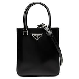 Borsa a mano in pelle nera Prada