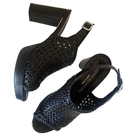 Autre Marque Pons Quintana Wendy Sandalen - Schwarz geflochtenes Leder