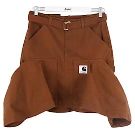Falda Sacai de algodón marrón M