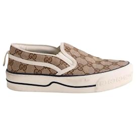 Sneakers Gucci marroni in tessuto taglia 36