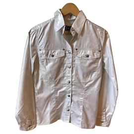 Camisa Versace Blanca de Algodón y Lentejuelas