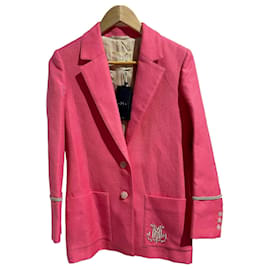 Blazer DMN rosa de algodón y lino